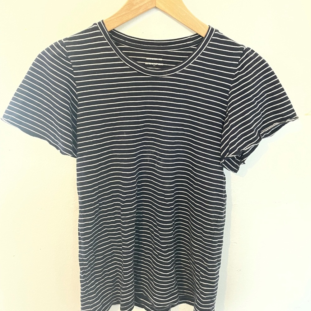 Navy blue and white striped tee